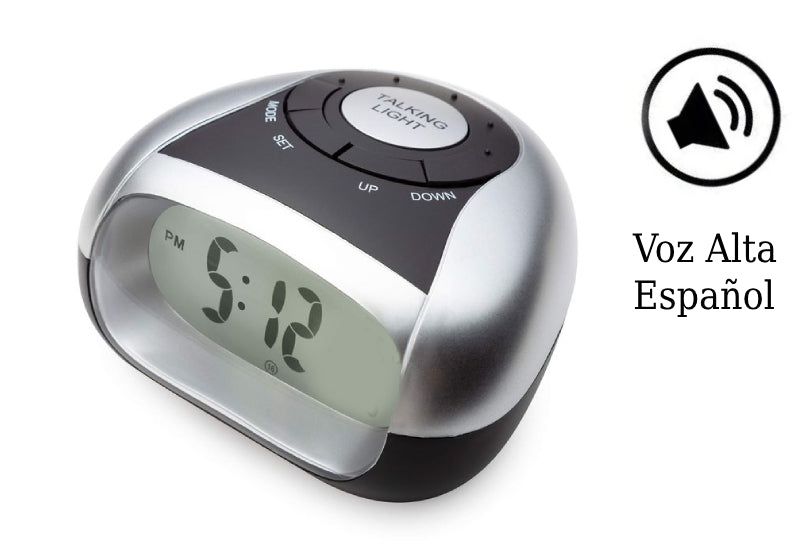 Reloj de mesa parlante en español, ideal para personas con baja visión en Madrid