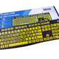Teclado amarillo de alta visibilidad ideal para personas con baja visión en Madrid
