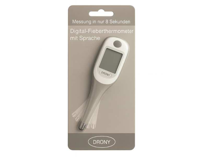 Termómetro digital con voz en español para lectura de temperatura.