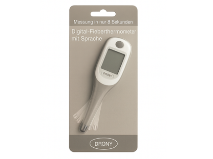 Termómetro digital con voz en español para lectura de temperatura.