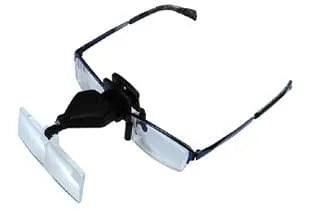Lupa de aumento con pinza para gafas y luz LED integrada