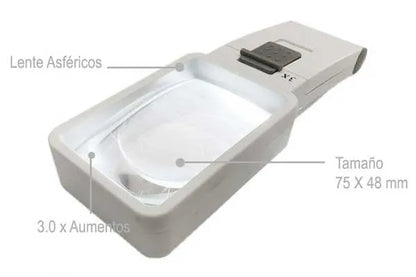 Lupa de precisión con luz LED y magnificación ajustable 3X