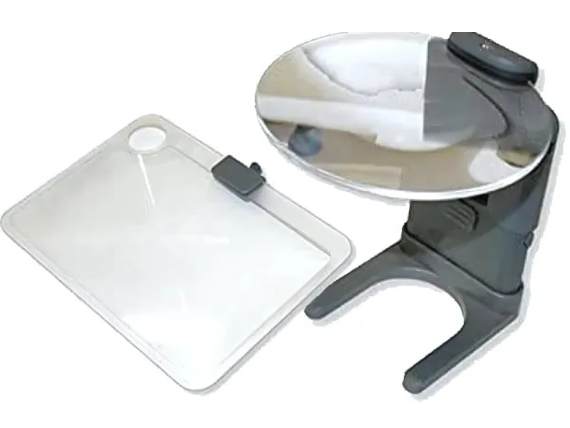 Lupa de apoyo con lentes intercambiables para trabajos de precisión
