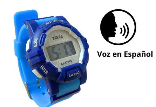 Reloj de voz español azul