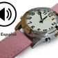 Reloj con voz integrada en español cromax rosa