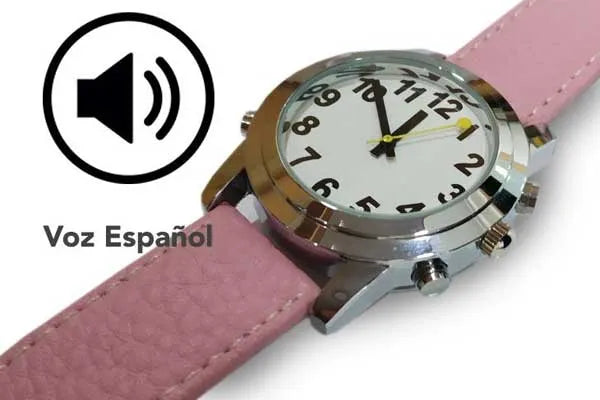 Reloj con voz integrada en español cromax rosa