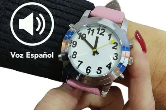 Reloj con audio en español cromax rosa
