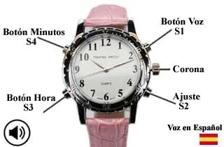 Reloj con tecnología de síntesis de voz en español cromax rosa