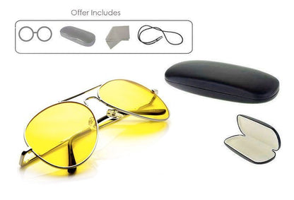 Gafas De Conducción Nocturna | Lentes Amarillas Antirreflejo | Plegables Y Ligeras | Mejoran El Contraste